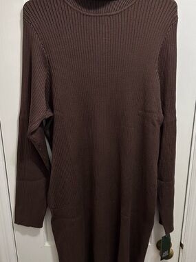 Wild Fable: 2X Brown Ribbed Turtleneck Sweater Dress